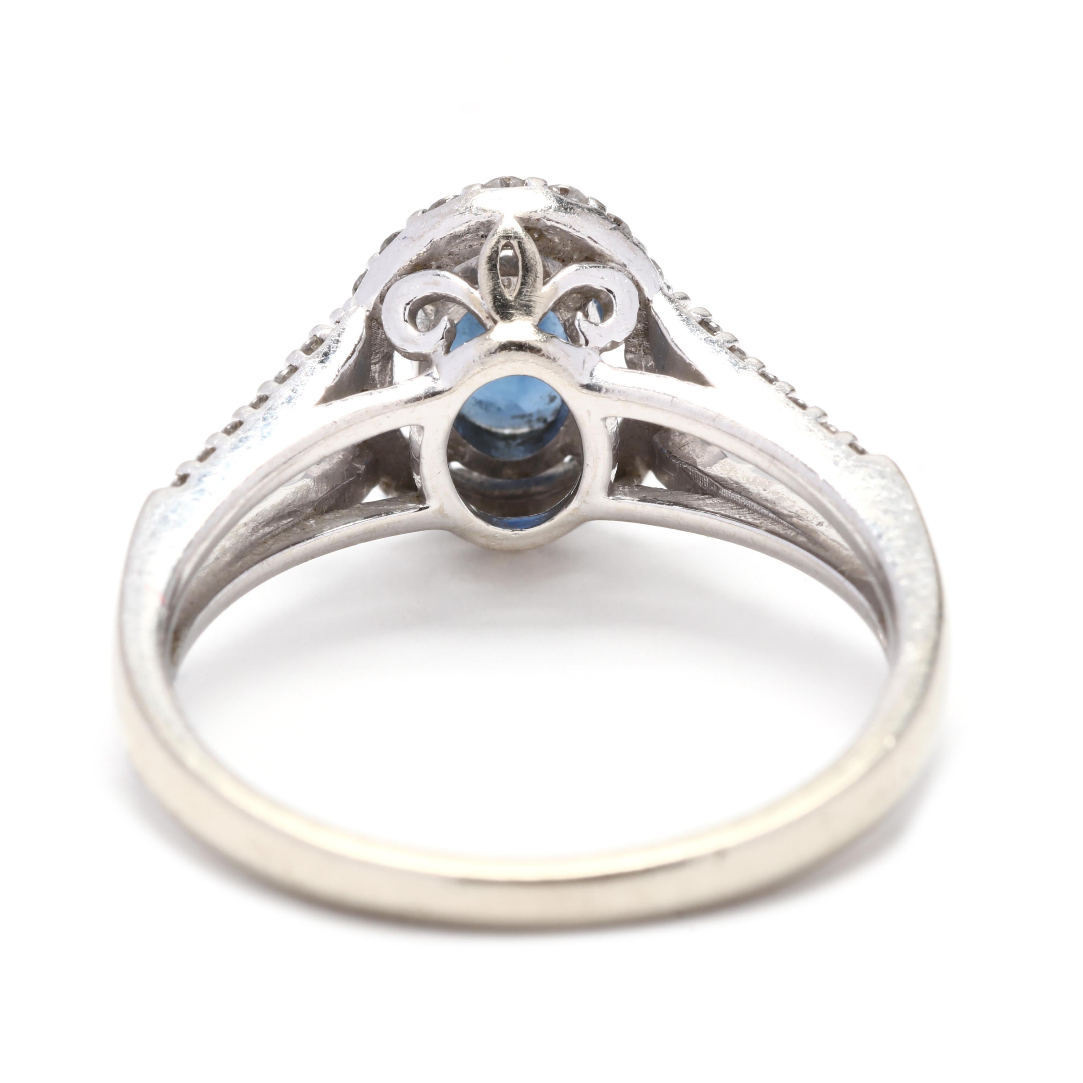 10k white gold ring with blue stone