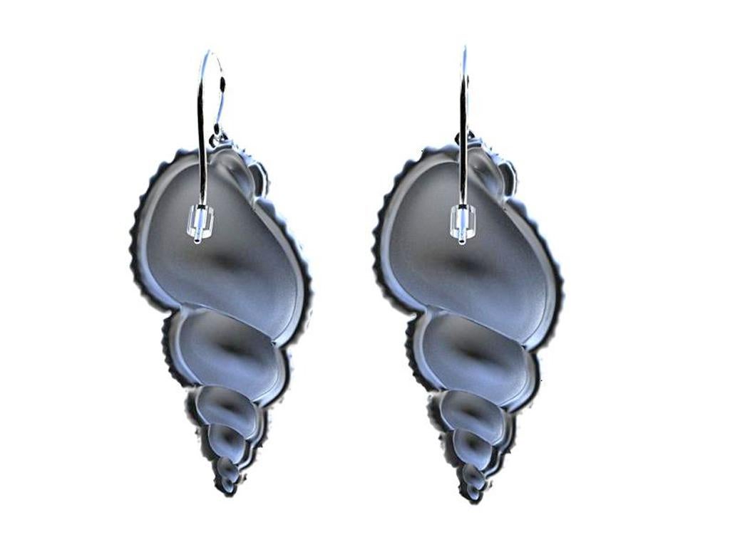 10 Karat White Gold Bulbous Shell Earrings In New Condition For Sale In New York, NY