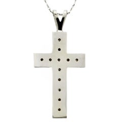 10K Weißgold Kette und Diamant-Kreuz-Anhänger mit Kreuzanhänger