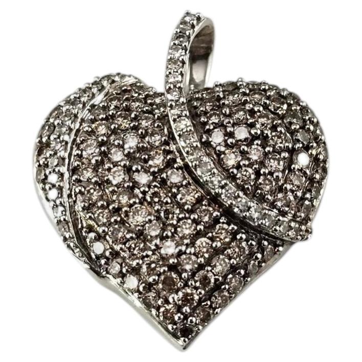 10K White Gold Champagne Diamond Heart Pendant #25310