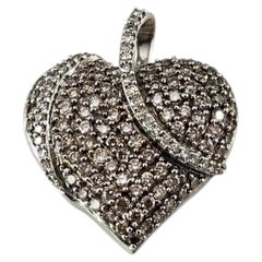10K White Gold Champagne Diamond Heart Pendant #25310