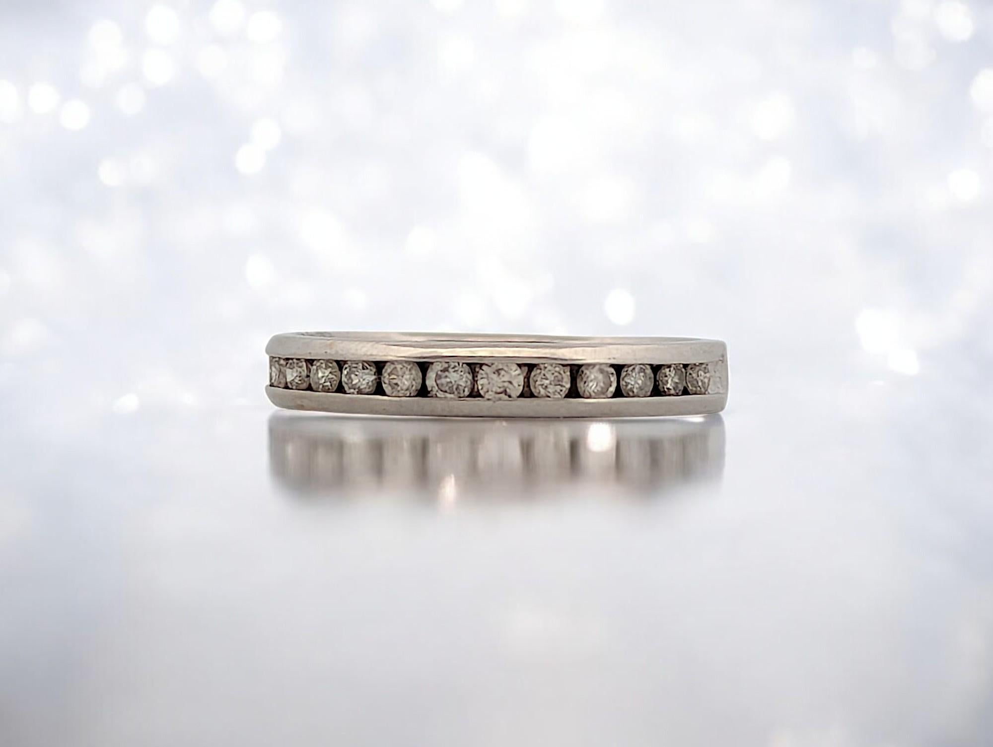 Women's 10K White Gold Channel Set Diamond Ring  .25 CTW Natural Round Diamonds For Sale