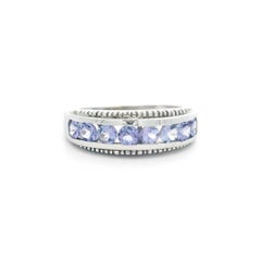 10k White Gold Channel Set Tanzanite 6.4mm Classic Milgrain Band Ring