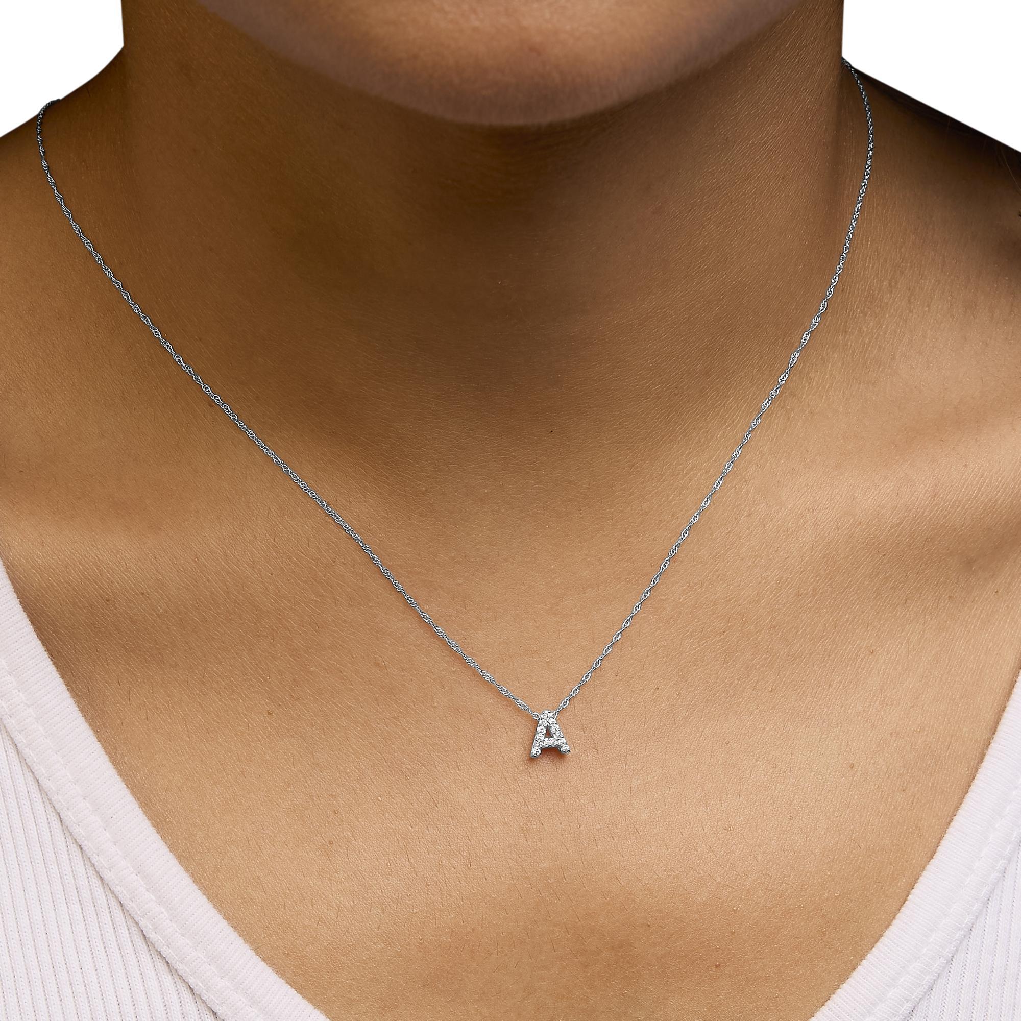10K Weißgold Diamant-Akzent 