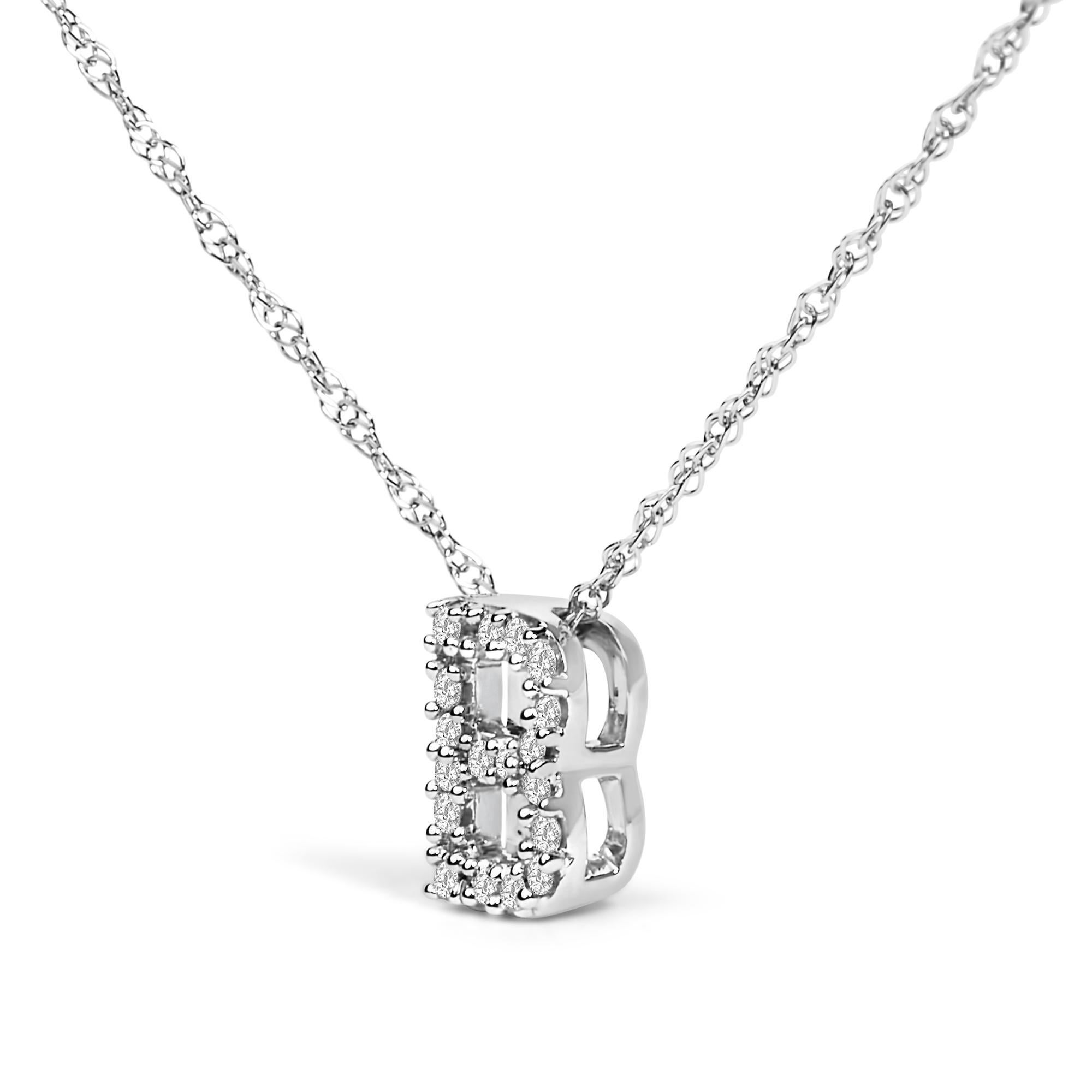 10K Weißgold Diamant-Akzent 