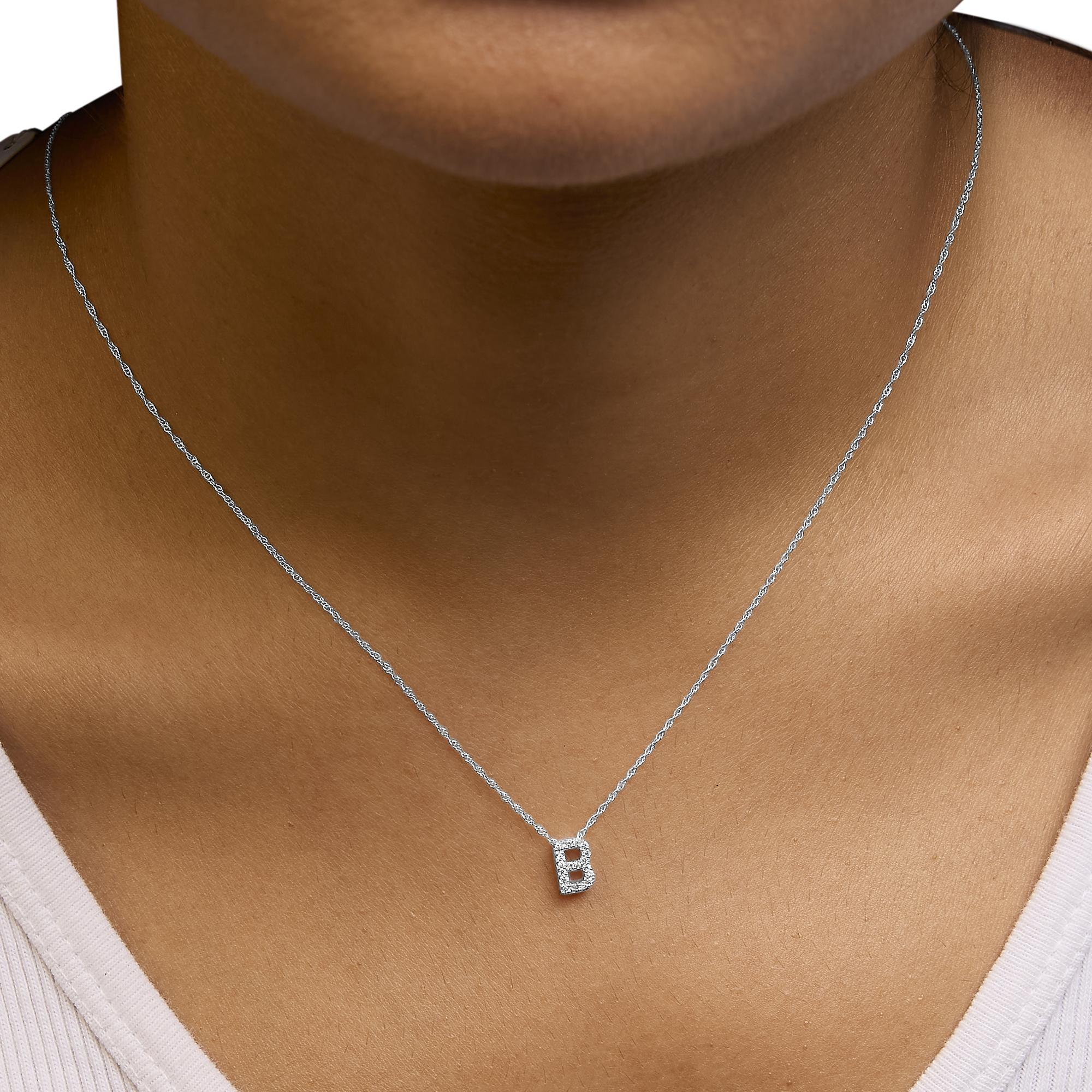 10K Weißgold Diamant-Akzent 