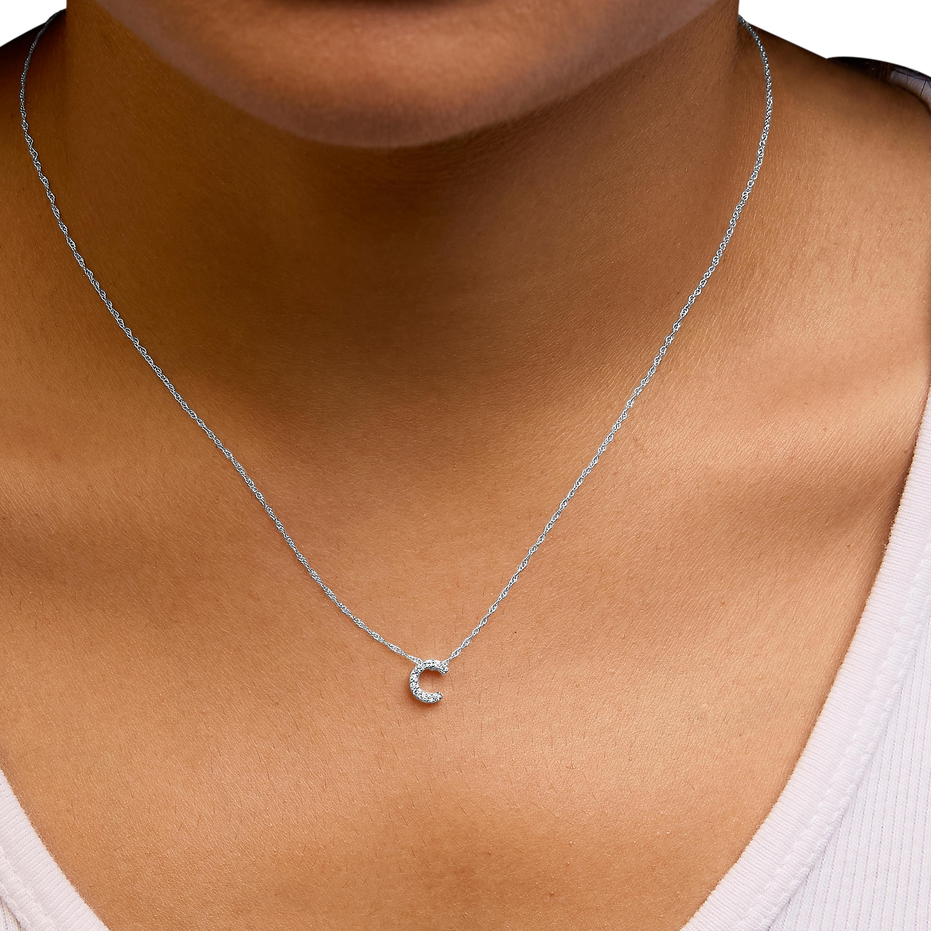10K Weißgold Diamant-Akzent 