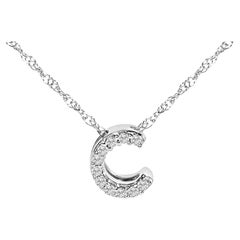 10K Weißgold Diamant-Akzent "C" Alphabet-Initial-Anhänger Halskette 18" Zoll
