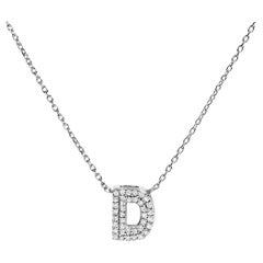 10K White Gold Diamond Accent "D" Initial Bubble Pendant Necklace