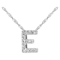 10K Weißgold Diamant-Akzent "E" Alphabet-Initial-Anhänger Halskette 18" Zoll