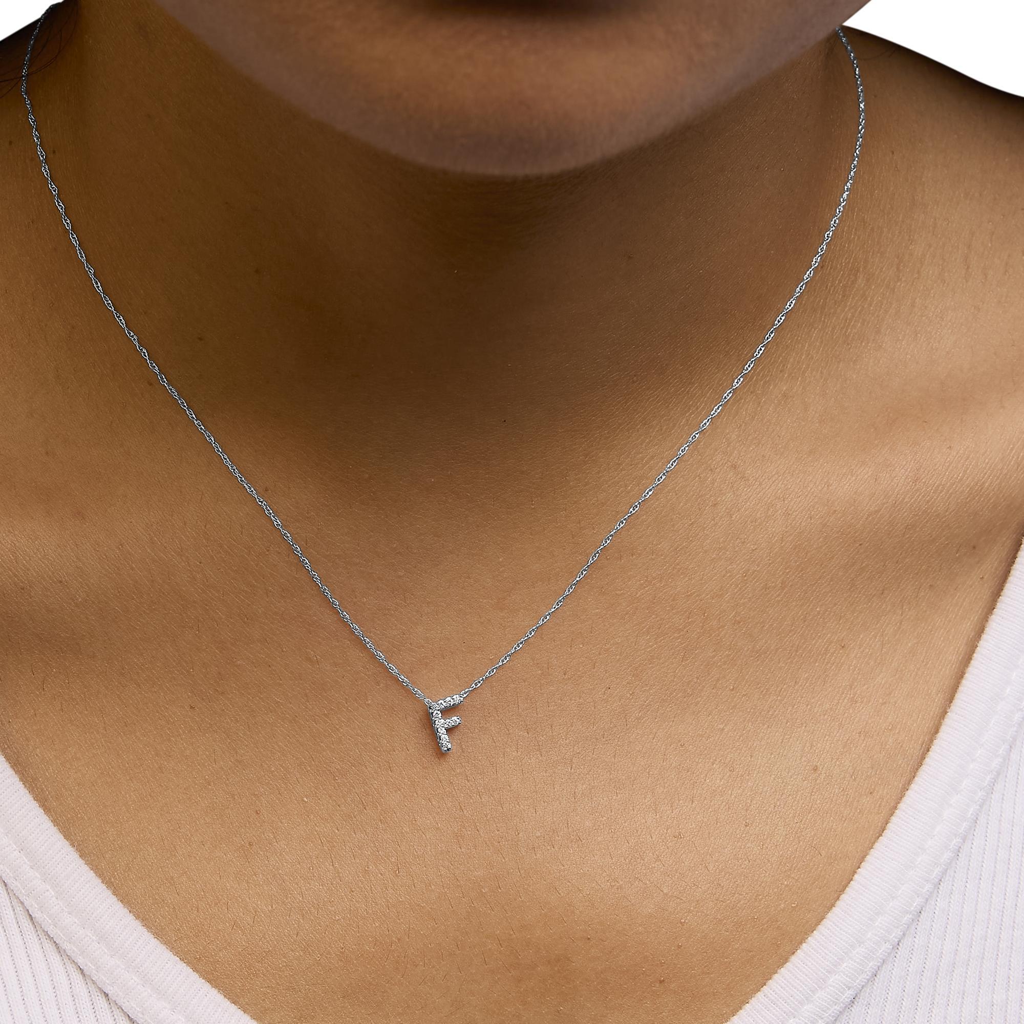 10K Weißgold Diamant-Akzent 