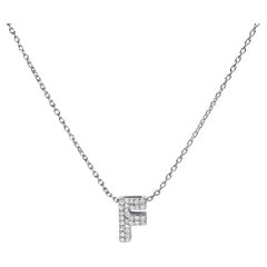 10K White Gold Diamond Accent "F" Initial Bubble Pendant Necklace