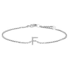 10K Weißgold Diamant Akzent "F" Initial Charme und Link Armband