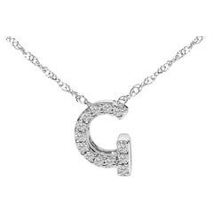 10K Weißgold Diamant-Akzent "G" Alphabet-Initial-Anhänger Halskette 18" Zoll