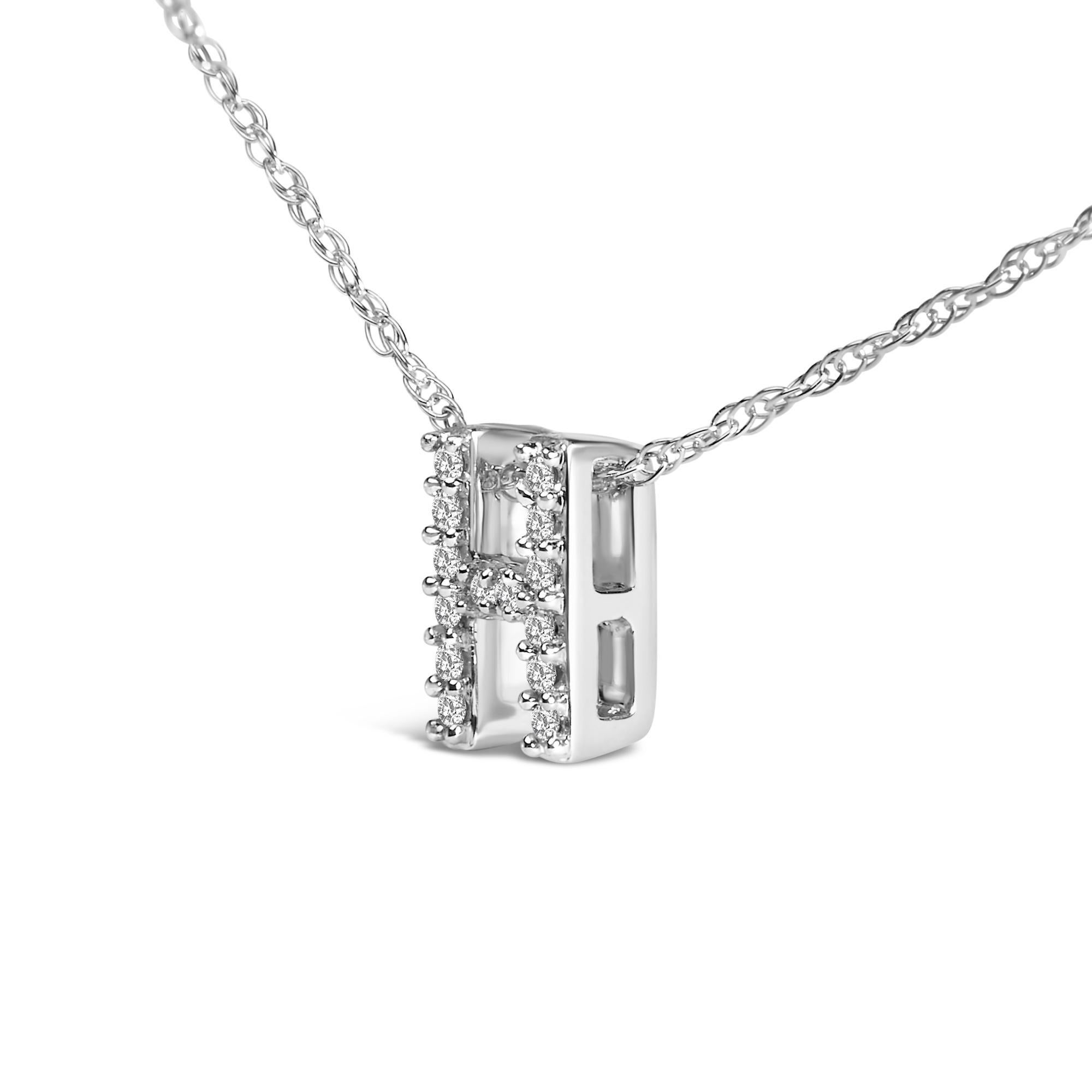 10K Weißgold Diamant-Akzent 