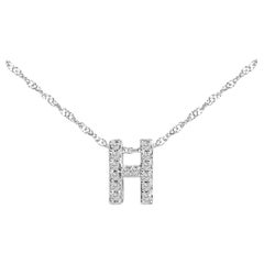Collier pendentif 18 pouces avec initiale Alphabet en or blanc 10 carats accentué de diamants H