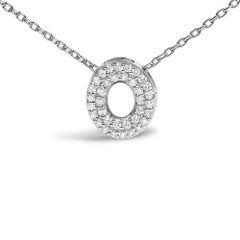 10K White Gold Diamond Accent "O" Initial Bubble Pendant Necklace