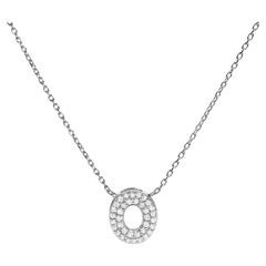 10K White Gold Diamond Accent "O" Initial Bubble Pendant Necklace