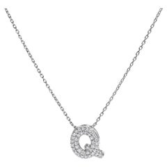 10K White Gold Diamond Accent "Q" Initial Bubble Pendant Necklace