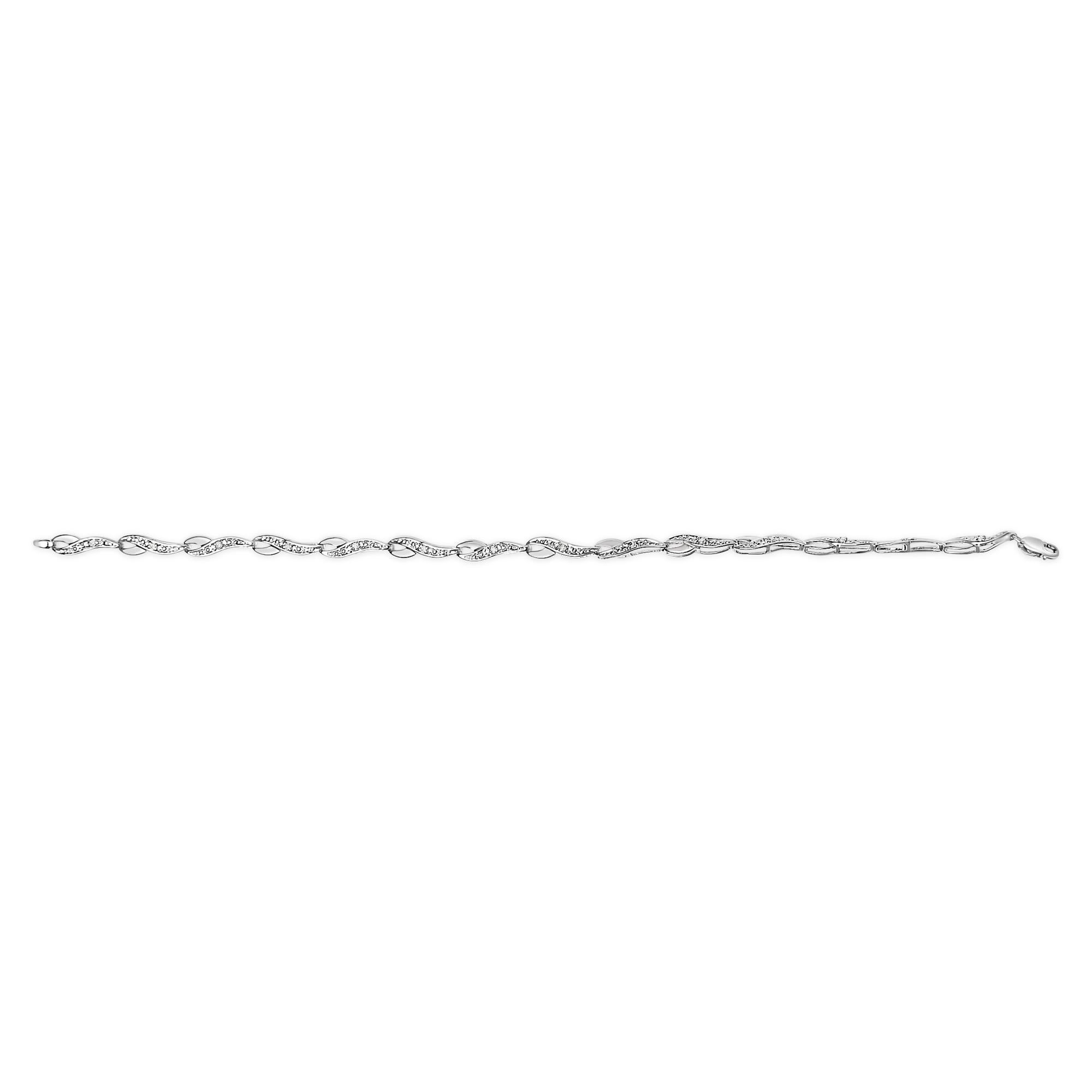 Moderne Bracelet à maillons en forme de spirale en or blanc 10 carats avec diamants en vente