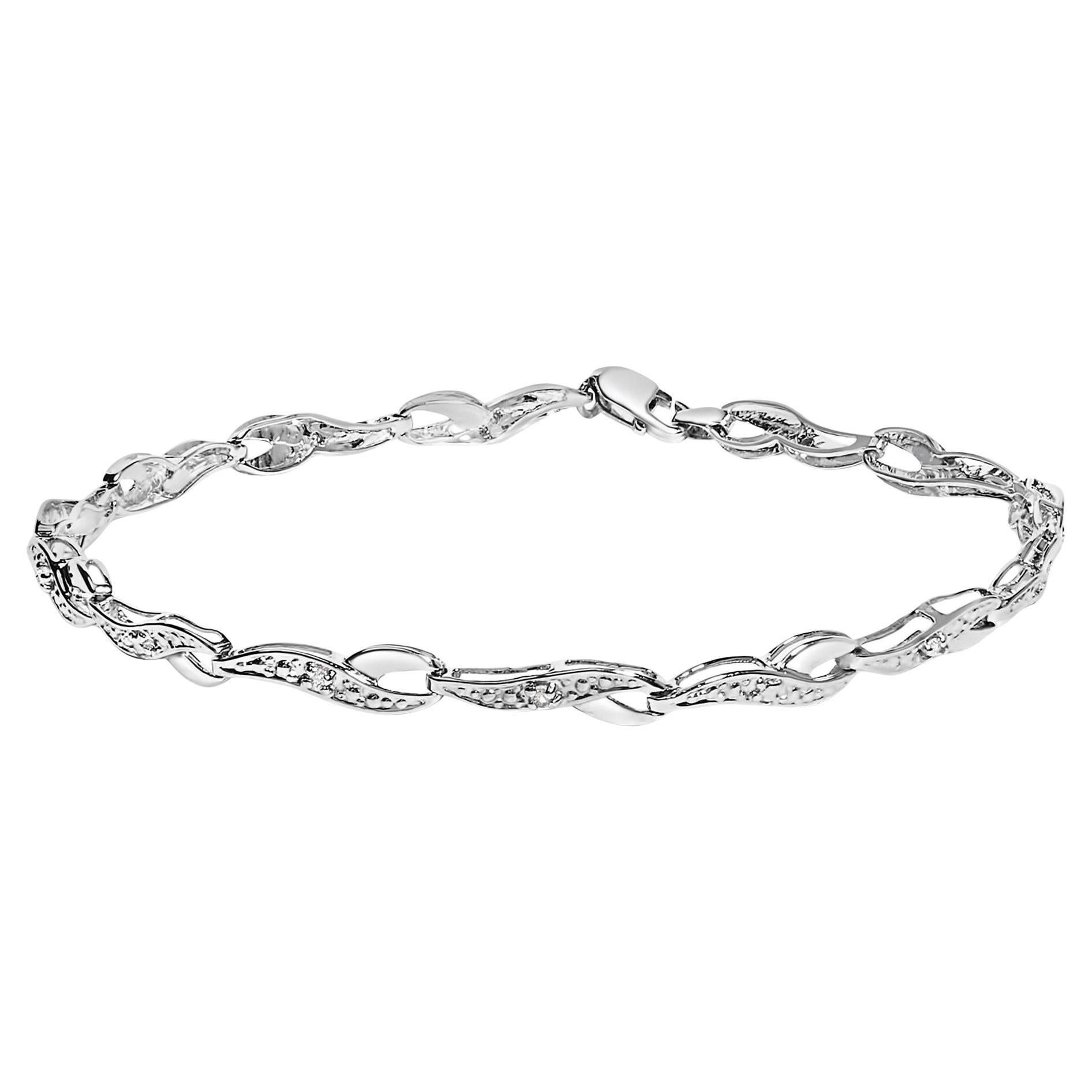 10K White Gold Diamond Accent Spiral Link Bracelet