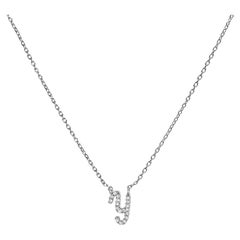 10K White Gold Diamond Accent "Y" Initial Script Style Pendant Necklace