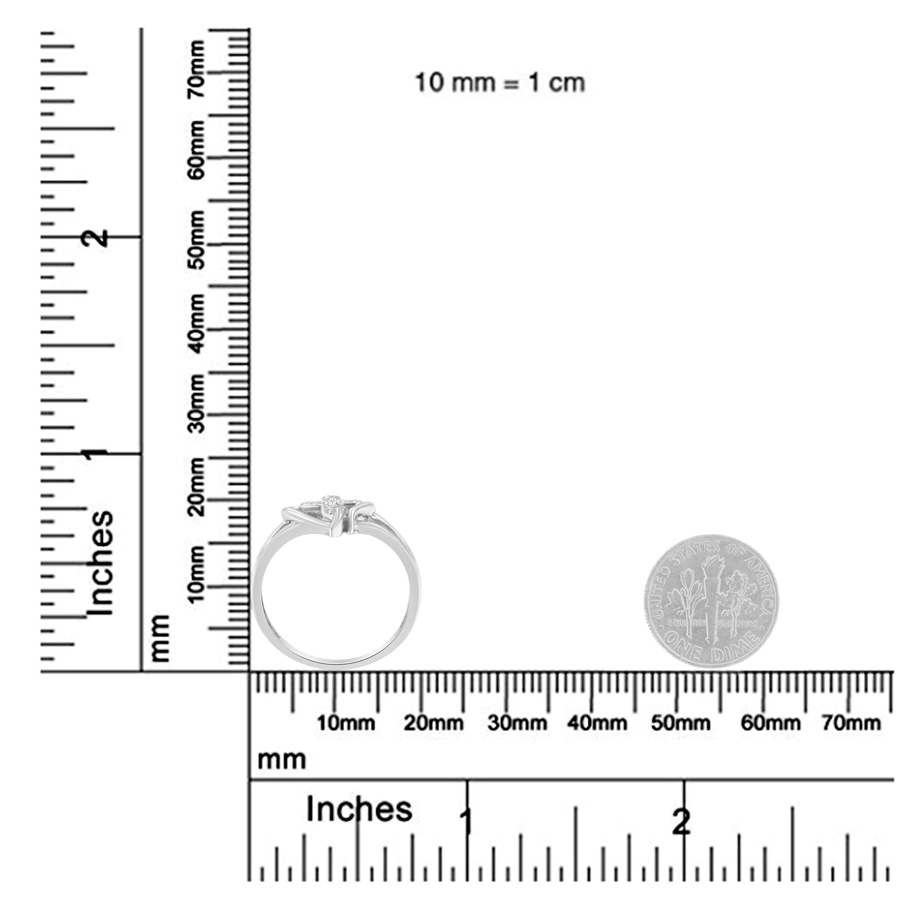 10K Weißgold Diamant-Accented Kreuz & offenes Herz Versprechen Mode Ring Damen im Angebot