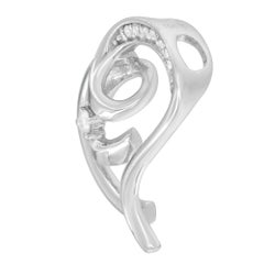10K White Gold Diamond Accented Open Spiral Twist Heart Pendant Necklace