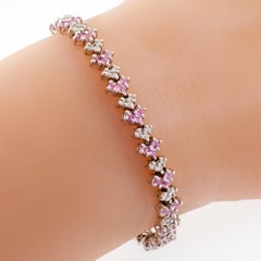 10k White Gold Diamond and Pink Amethyst Tennis Bracelet TDW = 8.28 ct