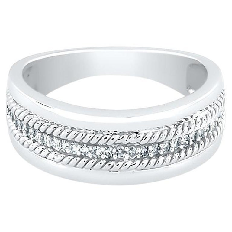 .09ct Diamond Fashion band rings 10KT White Gold
