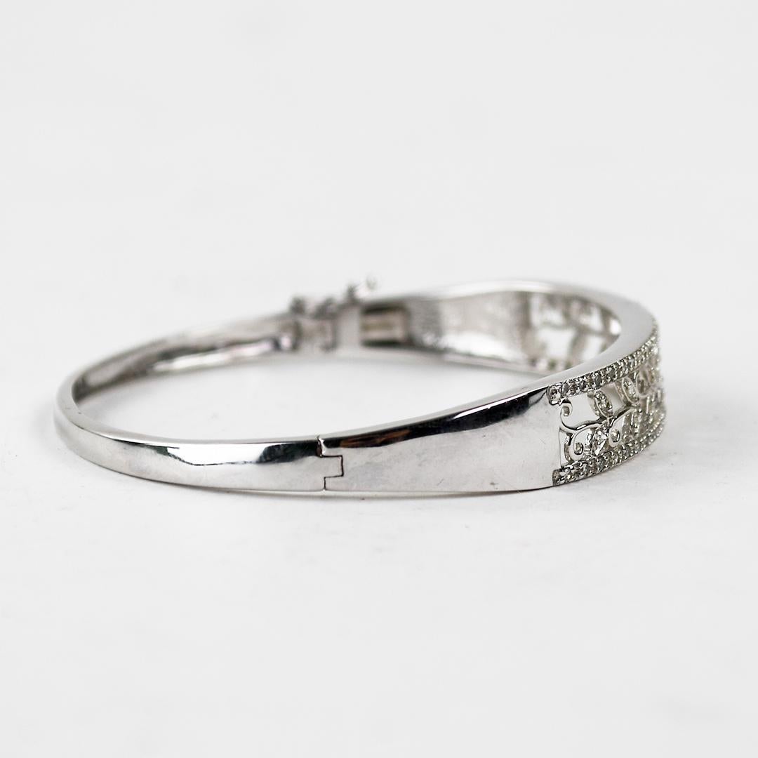 10K Weißgold Diamant-Armreif 0,33ct (Einfacher Schliff) im Angebot