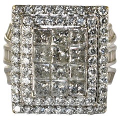 Anello a grappolo con diamanti in oro bianco 10K 3,00ct