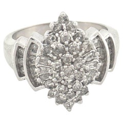 10K White Gold Diamond Cluster Ring