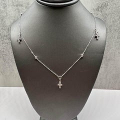 Collier croix en or blanc 10K avec diamant 0.34ct HI SI 18"