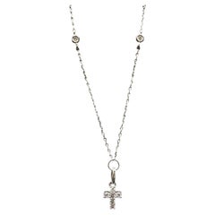 Collana con croce in oro bianco 10K 0,34ct HI SI 18"