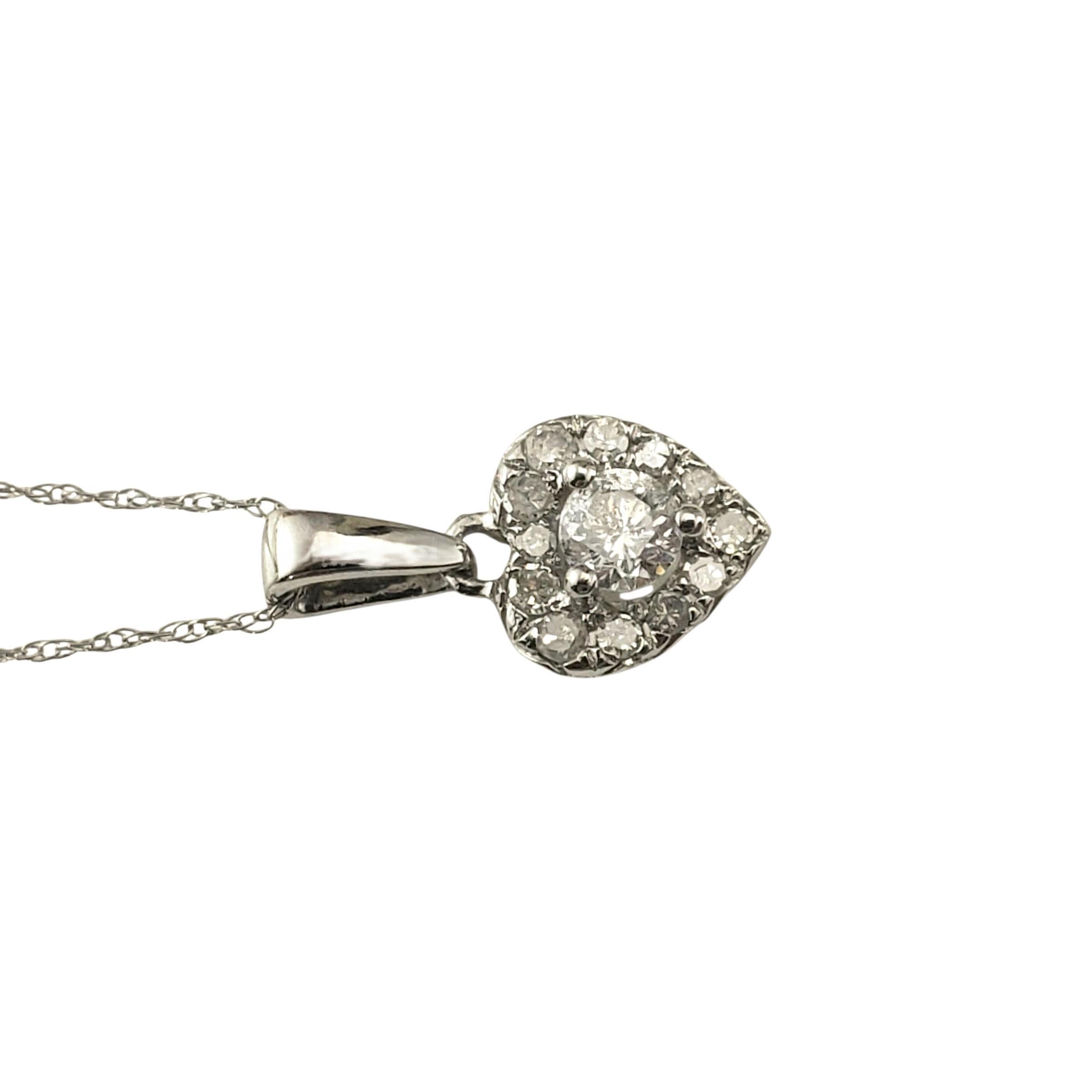 Taglio rotondo Collana con ciondolo a forma di cuore in oro bianco 10K #23362 in vendita