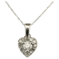 10K White Gold Diamond Heart Pendant Necklace #23362