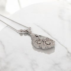 Fiora Collier pendentif en or blanc 10k avec diamants naturels de 0,88 CTW
