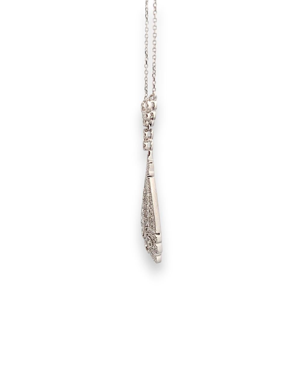 Fiora  10k White Gold Diamond Pendant Necklace with .88 CTW Natural Diamonds In New Condition For Sale In Greeneville, TN