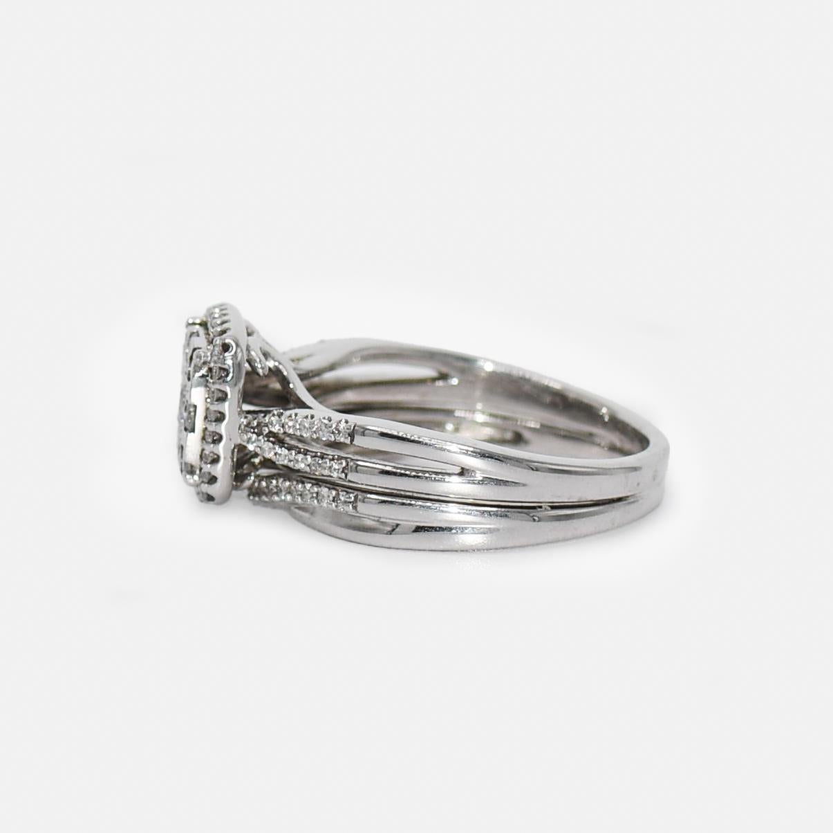 Women's or Men's 10k White Gold Diamond Ring 0.40tdw, 5.5g For Sale