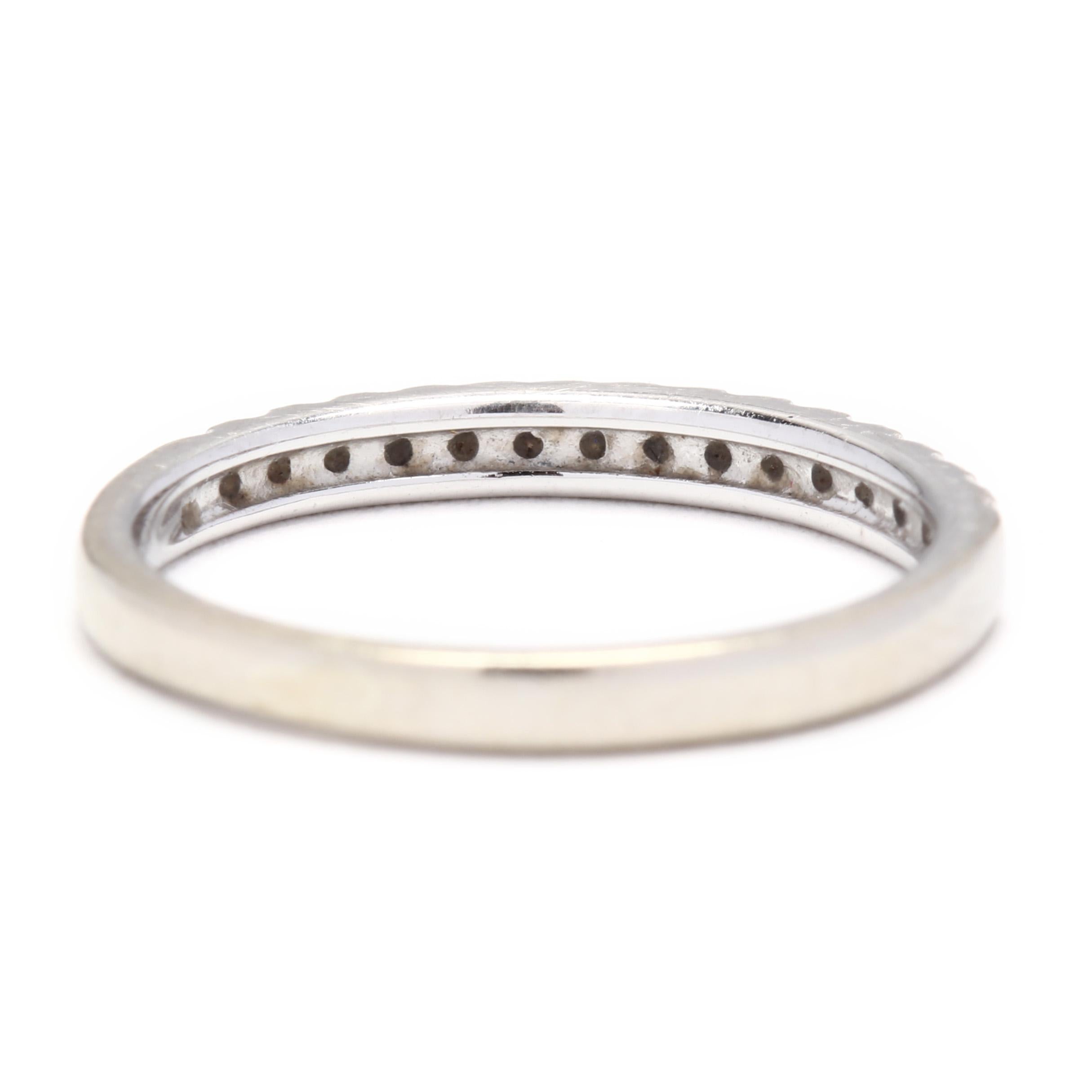 Round Cut 10 Karat White Gold, Diamond Stackable Band Ring