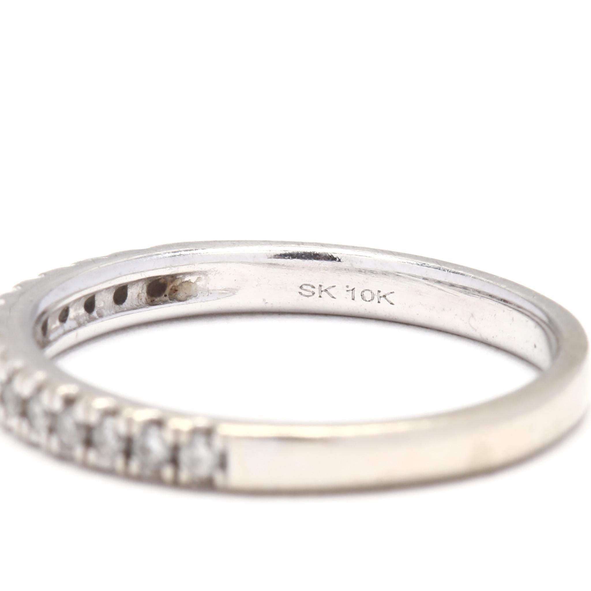 Women's or Men's 10 Karat White Gold, Diamond Stackable Band Ring