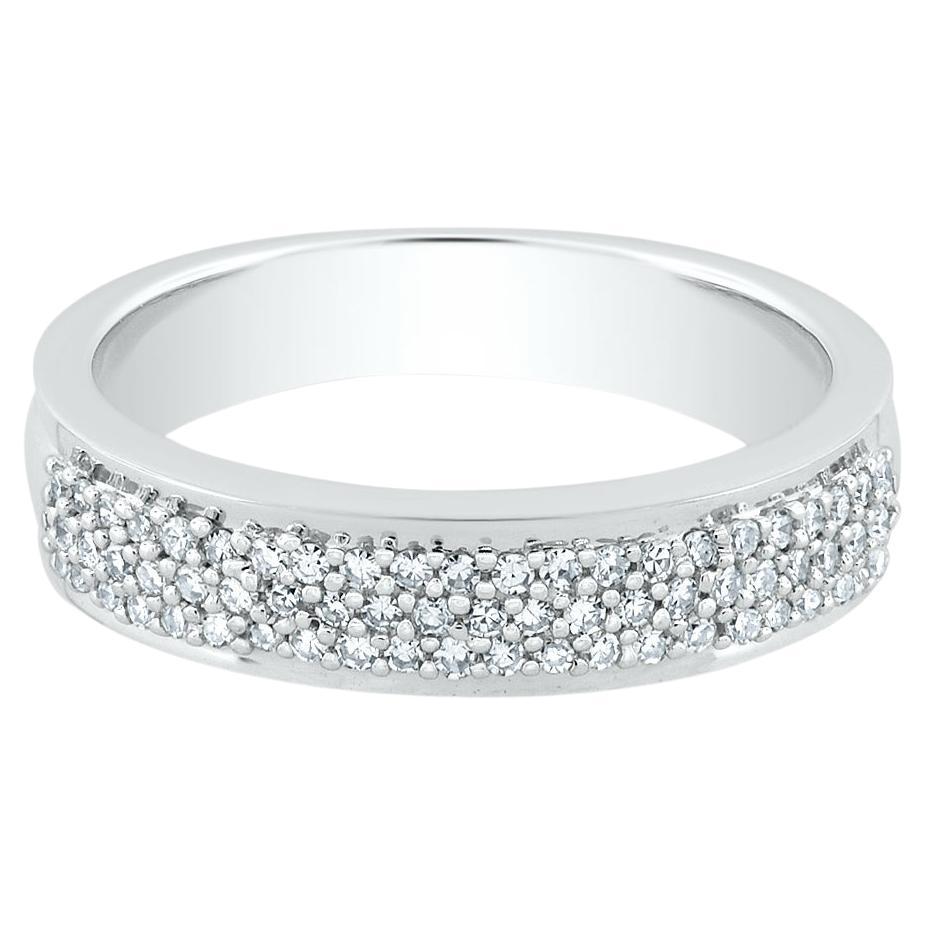 10K White Gold Diamond Wide Band Ring For Sale
