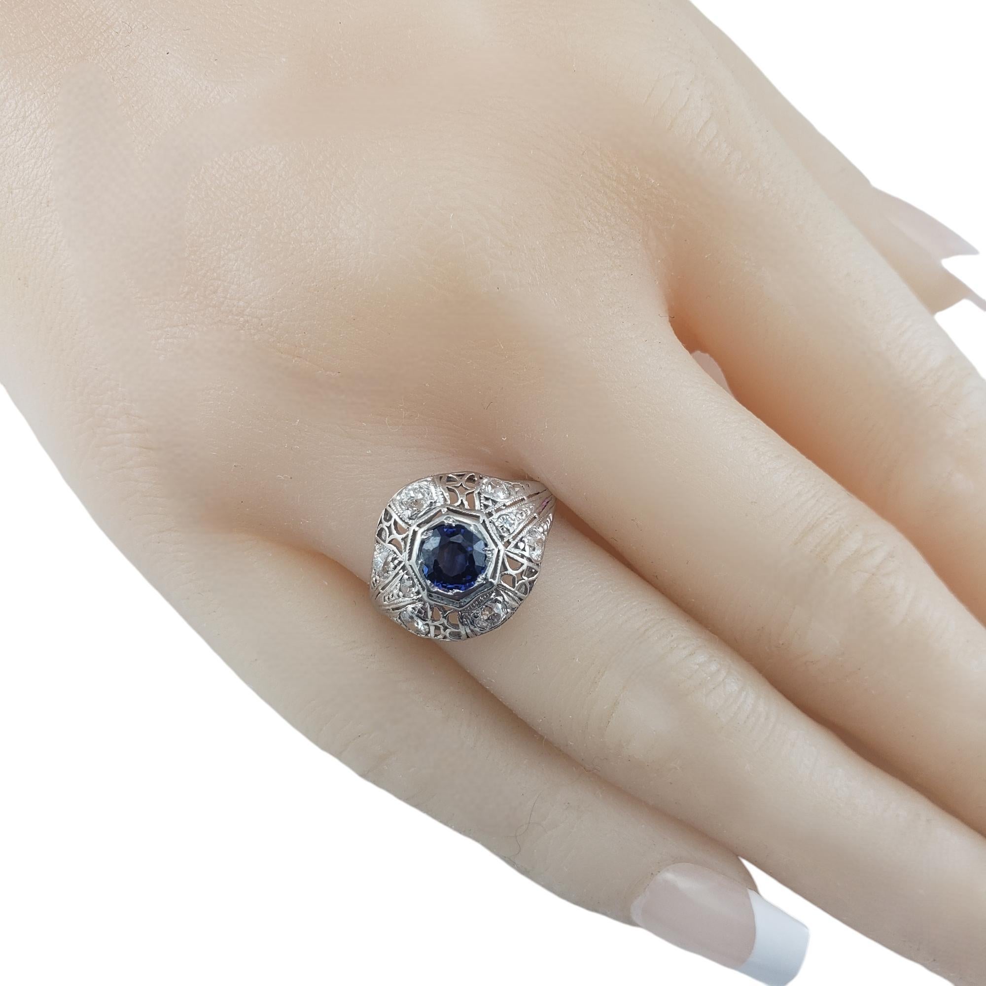 10K White Gold Filigree Sapphire and Diamond Ring Size 7  #19496 1