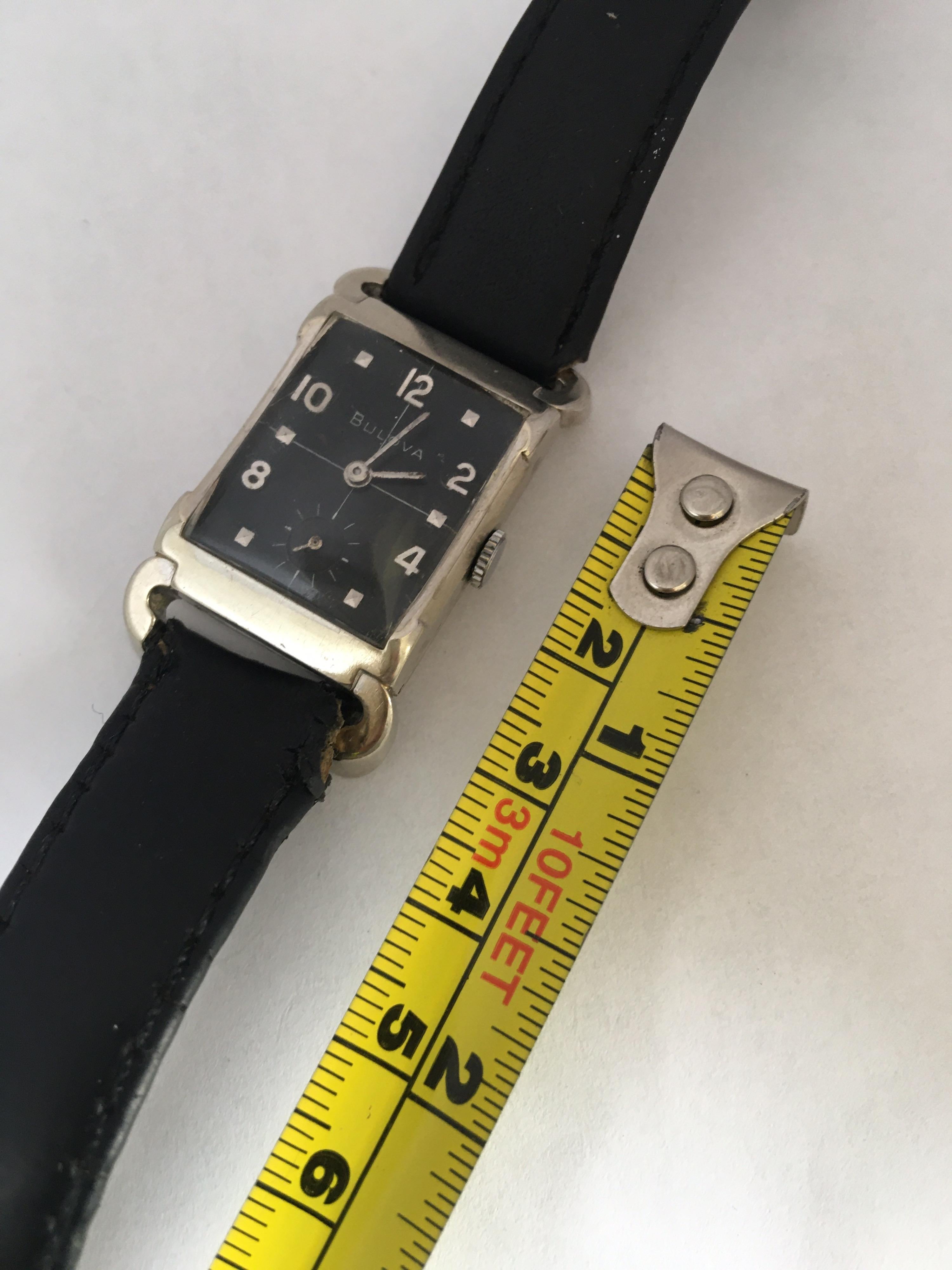 10 Karat White Gold-Filled Vintage 1950’s Bulova Mechanical Watch For Sale 2