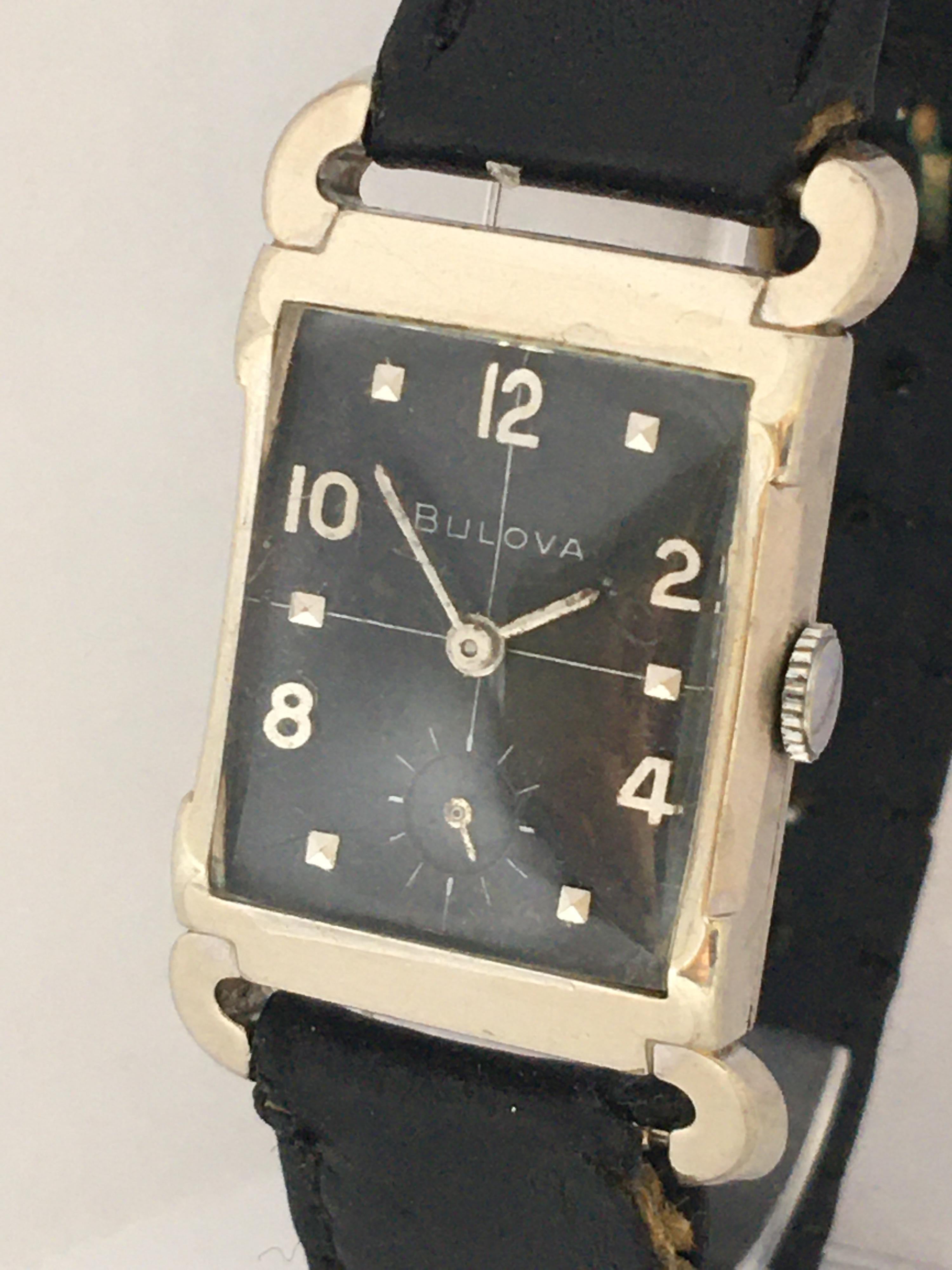10 Karat White Gold-Filled Vintage 1950’s Bulova Mechanical Watch For Sale 4