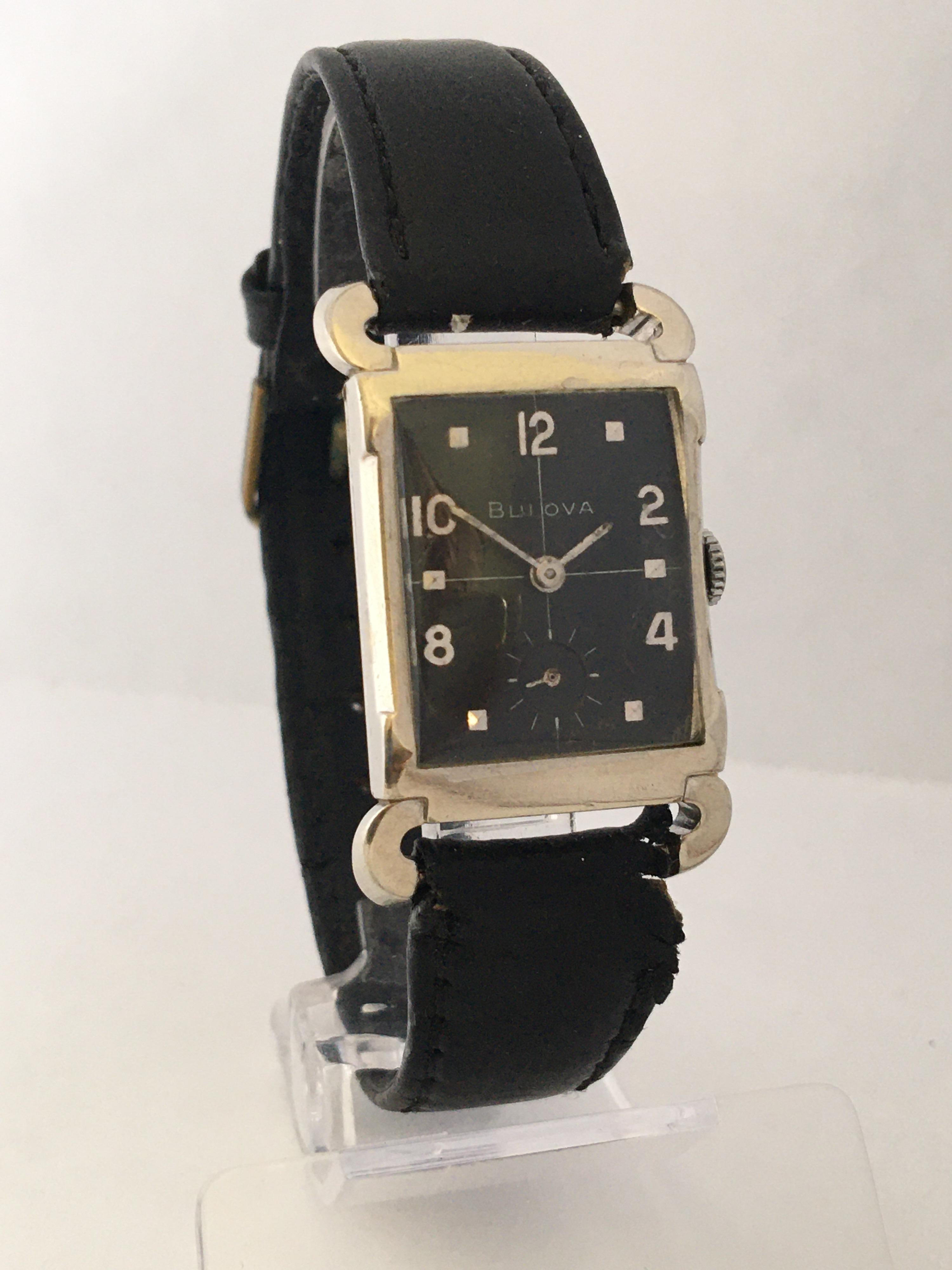 10 Karat White Gold-Filled Vintage 1950’s Bulova Mechanical Watch For Sale 6