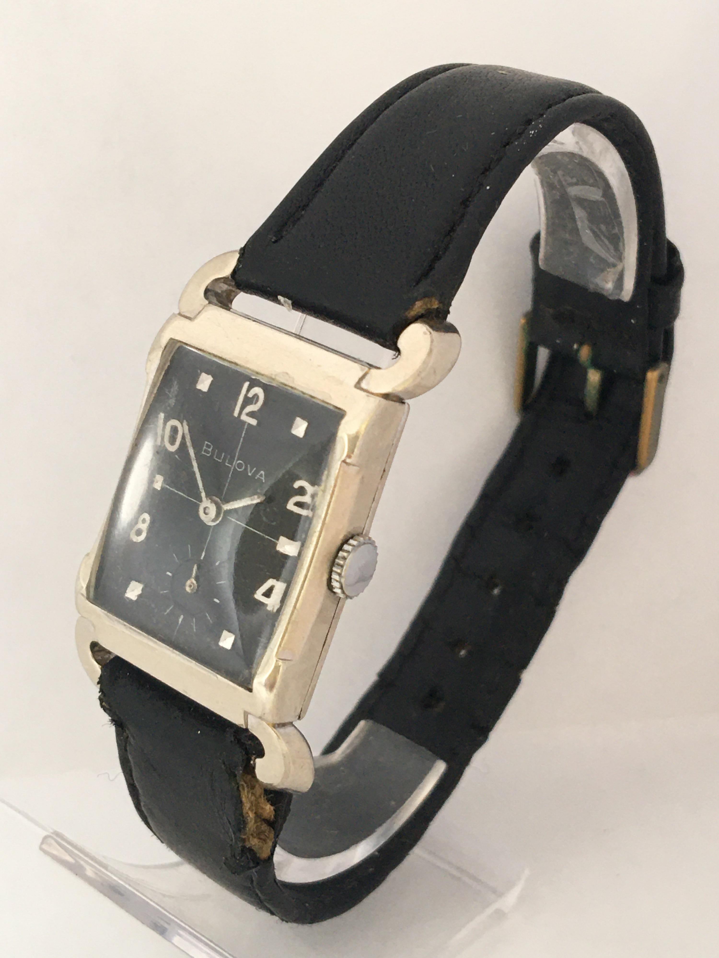 This beautiful vintage hand winding watch is working and ticking well however due to its age I cannot guarantee its time accuracy. Visible signs of ageing and wear with light scratches on the glass and on the watch case as shown. The old black