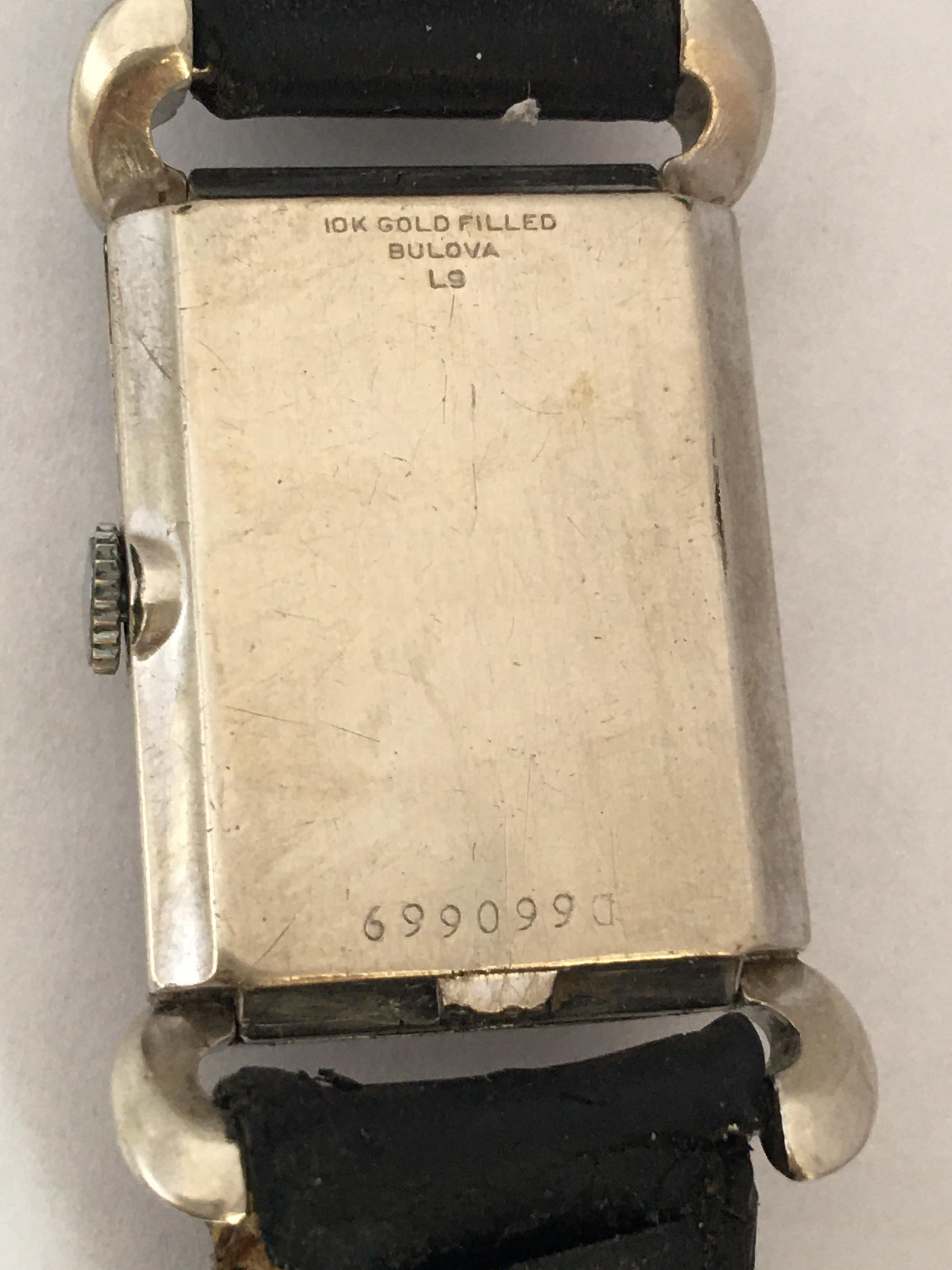 10 Karat White Gold-Filled Vintage 1950’s Bulova Mechanical Watch For Sale 1