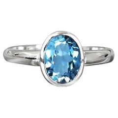 10k White Gold Gemstone Ring Gemstone Engagement Ring Stackable Ring